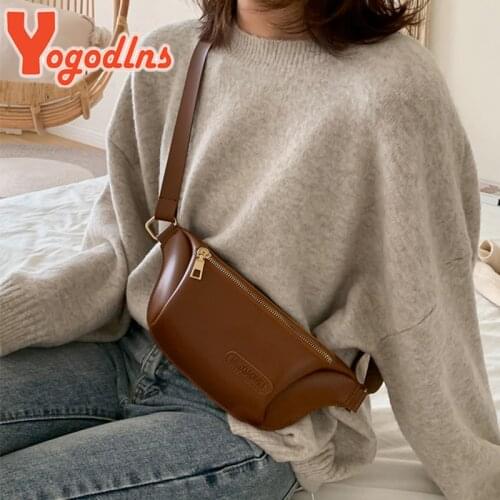 Yogodlns 2021 Fashion Chest Bag For Women PU Leather Fanny Pack Solid Color Crossbody Bag Casual Waist Bag Lady Messenger Bag