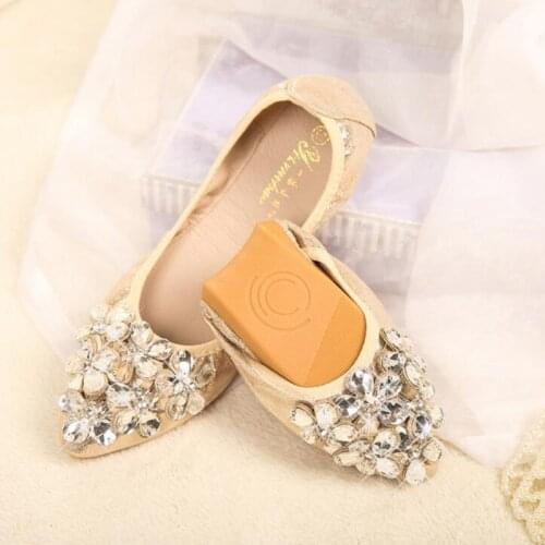 Plus Size 45 Rhinestone Shoes Women Ballet Flats Pointed Toe Slip On Casual Shoes Spring Dancing Egg Roll Shoes Nurse