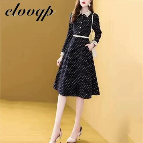 Women Dress Autumn Winter France Retro Runway Designer Dress Women Long Sleeve Plaid Shirt Dress Ladies Office Work Dress