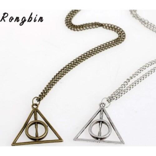 Gold Bronze Silver color Simple Triangle Necklace For men Accessories Charm Pendant Statement Bijoux Femme Gift