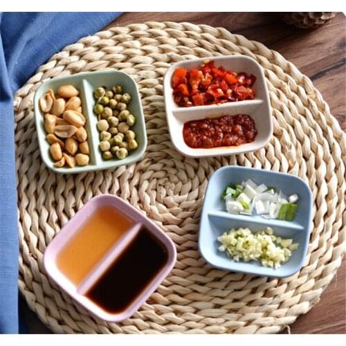 1pcs Double Grid Sauce Dish Versatile Dish Sauce Vinegar Tableware Restaurant Kitchen Supplies