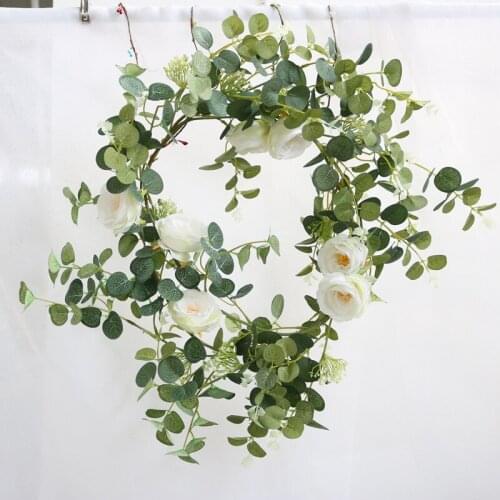 1pc Artificial Flowers Plants Fake Rose Vine Garland Hanging for Wedding Home Office Party Garden Craft Art Christms Decoration