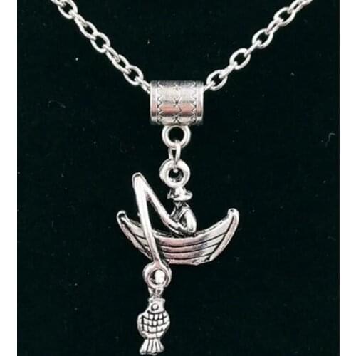 1pcs Fishing boat Fashion Jewelry Antique Alloy Vintage Fisherman Fishing Boat Pendant Necklace Statement Jewelry Women