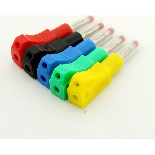 10pcs Copper 4mm Banana Male Plug Stackable High Quality Full Insulated Adapter 5 Colors Red/Black/Green/Blue/Yellow