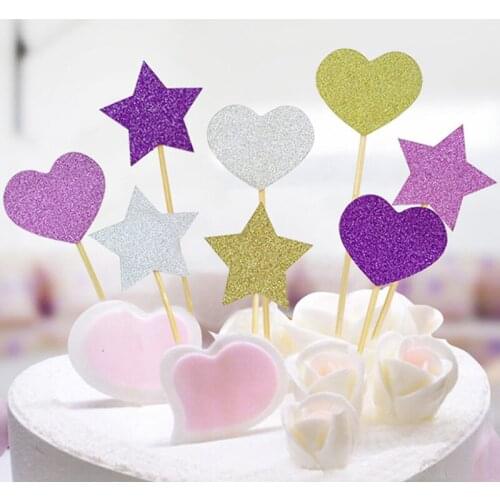 10 pcs Heart Shaoe Cake Topper Supplies Baby Shower Birthday Party Decoration Wedding Supplies