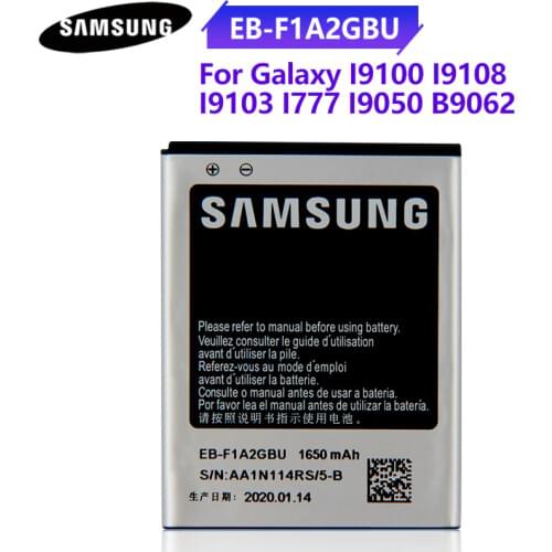 100% Original Phone Battery EB-F1A2GBU For Samsung I9100 I9108 I9103 I777 I9050 B9062 Genuine Replacement Battery 1650mAh