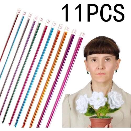 2020 Colors 11 Pcs/ Afghan Set Set Tools Hooks Tunisian Kit Needle Assorted Knitting Aluminum Crochet Needles