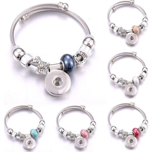 2019 New Elasticity Snap Button Bracelet Hrose Bangles Beads Jewelry Making Snap Bracelet Fit 18MM Snap Buttons Jewelry