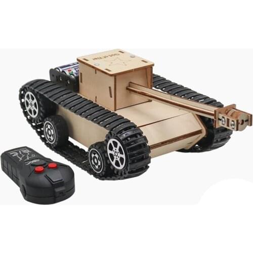 26.7cm Wooden RC Tank Toys Military War RC Battle Tank Interactive Remote Control Toy Solar Power Race Car Toys for Kids Gifts