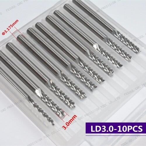 3.175mm*3.0mm,10pcs,CNC tungsten PCB Corn Milling Cutter,Solid carbide CNC Drill Bit,wood tool,plastic,MDF,woodworking bit