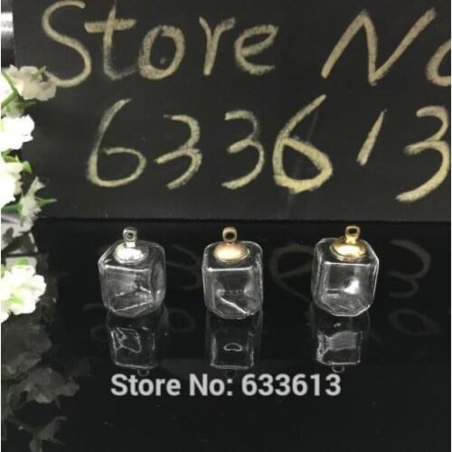 300sets/lot 15X15mm diy square Glass Bubble with 8mm cap pendant set jewelry finidngs fashion handmade glass globe vial pendant