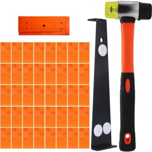 43Pcs Wood Flooring Installation Kit Laminate Vinyl Plank Flooring Spacers With Tapping Block Pull Bar Rubber Double Face Mallet