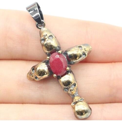 58x31mm Sublime Antique Vintage 13.8g Big Heavy Deer Created Iolite Aquamarine Green Amethyst Black Gold Silver Pendant