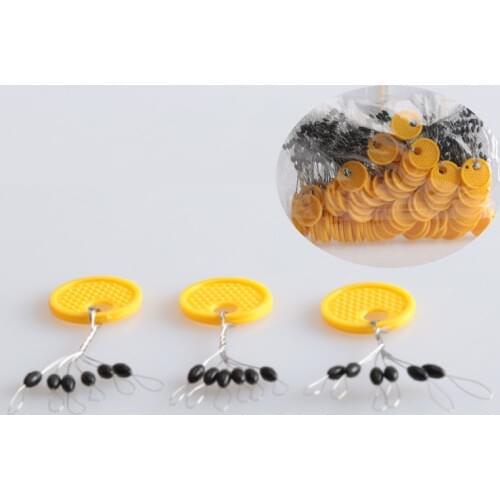 50pcs/lot 6 in 1 Fishing Float Black Rubber Stopper Fishing Space Bean Stopper Float Line Stops Fishing Tackle pesca S M L XL