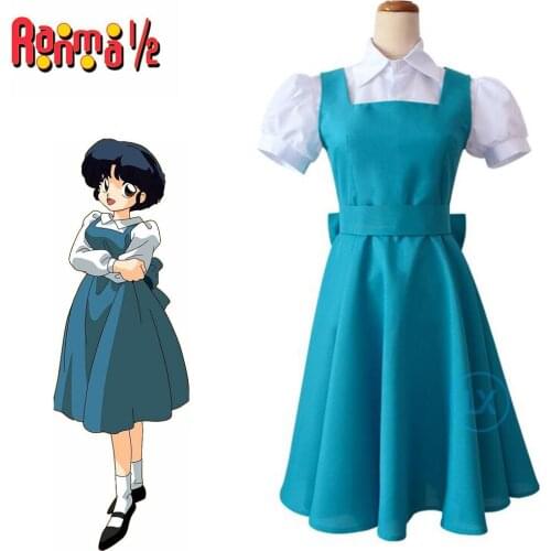 Anime Ranma 1/2 Tendou Akane Cosplay Costume Blue Dress Uniform Women Girls Outfit Halloween Carnival Costumes