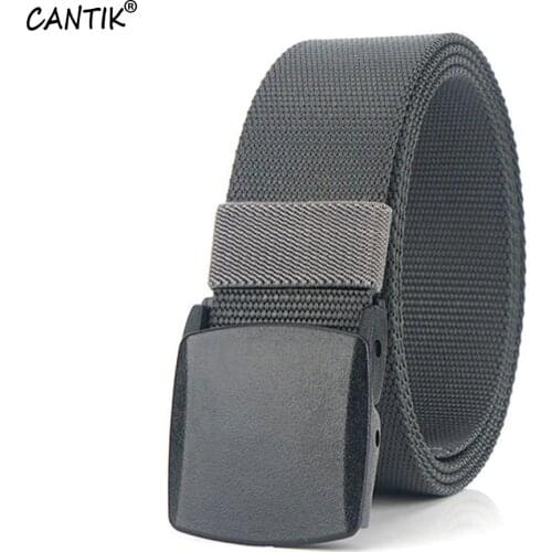 CANTIK Design Quality Hard Plastic Automatic Buckle Belts Casual Nylon Belt Men Clothing Jeans Accessories 3.8cm Wide CBCA174
