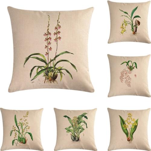 Pillowcase Anthurium Printed Cushions Linen Cushion Cover Throw Pillow Case Living Room Bed Room Flower Peony Small Fresh ZY33