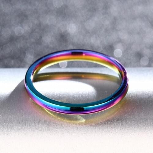 MANGOSKY 316 Stainless Steel 2mm Colorful Ring for Women