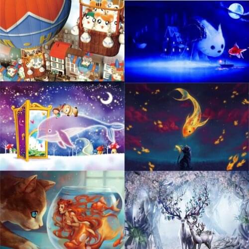 Wooden Jigsaw 300-500 Puzzle Board Set Colorful Mermaid Elk Happy Kitten Educational Toys for Adults And Children Christmas Gift