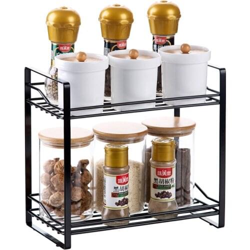 Condiment Storage Rack Double Layer Spice Jars Rack Kitchen Storage Holder Multifunction Bathroom Storage Shelf Rack