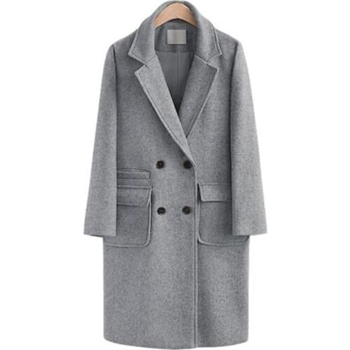 Savabien Elegant Long Womens Coat Turn-down Collar Outerwear Jacket Warm Woolen Coat 2 Pockets Belted Jackets Solid Overcoat