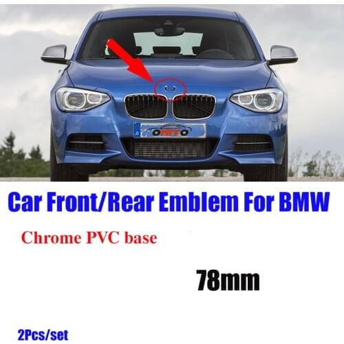 2pcs Chrome Pvc Base 78mm Front/rear Emblem Badge Car Hood Logo Covers for Bmw E46 E30 E39 E34 E60 E36 E38 M3 M5 M6 Logo