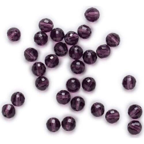 50 Piece Purple Crystal Glass 96 Cut Faceted Spacer Beads Jewelry Making For Handmade Bracelet Necklaces DIY 6-10mm