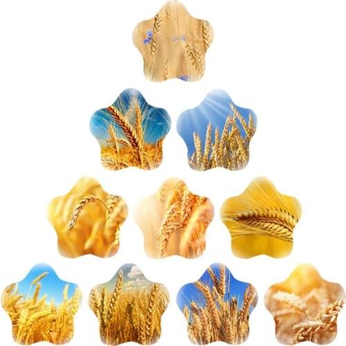 JWEIJIAO Hot Sale Golden Wheat Ears Printed Glass Cabochon Flat Back Small Jewelry Suitable For DIY Ladies Jewelry Glass