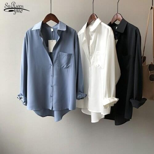 Korean Style Loose Casual White Tops Vintage Blouse Women Autumn Long Sleeve Shirt Women Solid Elegant Blusas All Match 11354