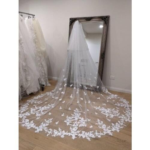 Ivory Or White Lace Veil, Lace wedding veil, Two Tier lace Veil, Cathedral One Layer Bridal Wedding Veil