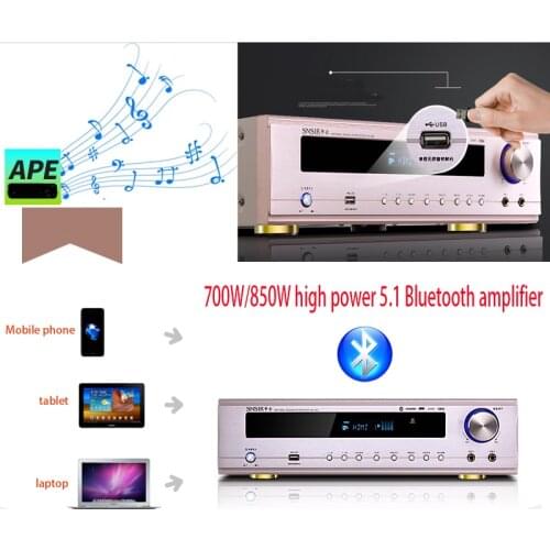 KYYSLB HD 850W 220V AK-370/360 4.0 Bluetooth Amplifier High Power Subwoofer KTV Professional Home Theater 5.1 Amplifier