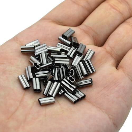 Copper Fishing Crimp Sleeves 50pcs/lot Double Round Fishing Line Crimping Tube Wire Crimp Connector Accessories 0.5-2.0mm