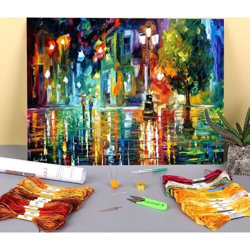 Mild Storm Printed Fabric 11CT Cross-Stitch DIY Embroidery Complete Kit DMC Threads Handicraft Handiwork Craft Knitting Magic