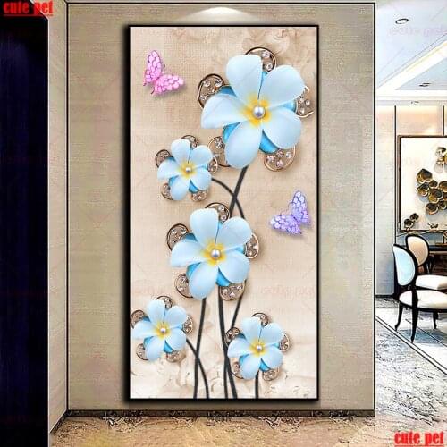 DIY Diamond Painting Modern 3D flowers Cross Stitch Diamond Embroidery Diamond Decoration Full Square round Drill Handmade large
