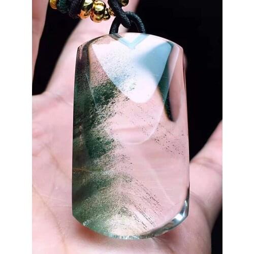 Natural green crystal inner inner handcarved engraving pendant crystals pendants necklaces white and gold party goods 01221