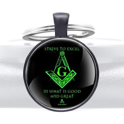 2020 New Arrivals Freemasonry Skull Glass Dome Metal Key Chain Classic Men Women Masonic Steampunk Jewelry Gifts Key Rings