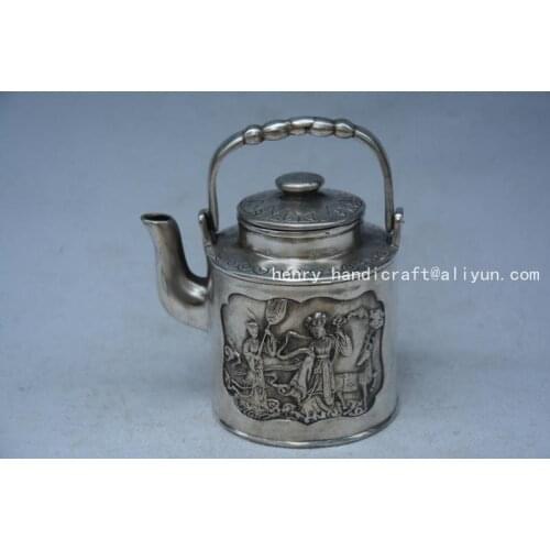 Very rare Qing Dynasty (QianLong1711-1799)silver beauty teapot,Decoration