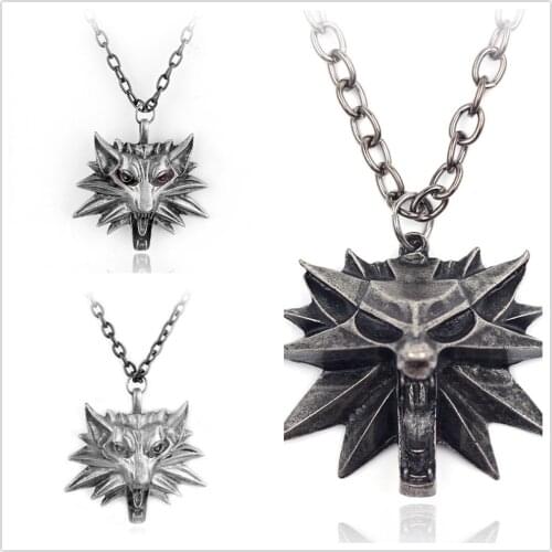 Witch jewelry Black Wild Wolf Head Necklace Men Collier Medallion Wizard Wolf Wild Hunt 3 Wizard Figure Game Graduation Gift