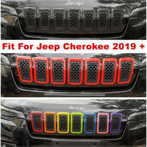 Front Center Radiator Grille Grill Frame Decoration Cover Trim For Jeep Cherokee 2019 2020 ABS Accessories Exterior Refit Kit