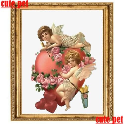 Gift 3d wallpaper DIY Cupid angel Crystal Round Diamond Painting Diamond Painting Embroidery Home Decor Diamond MosaicNo Frame