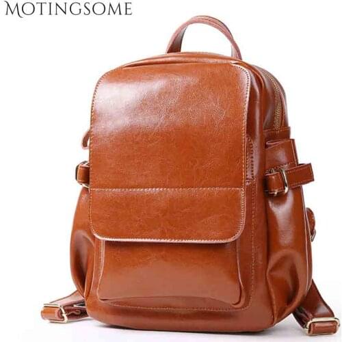 Retro Style Genuine Leather Backpack Women Backpack Large 100% Natural Leather Real Cowhide Luxury School Bag Mochila 2021 New