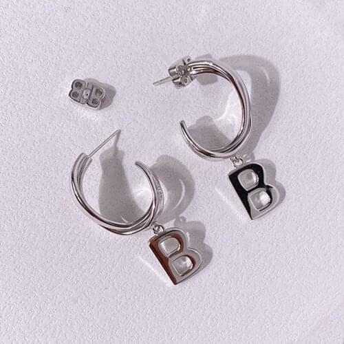 Top Quality Charms Letter Paris Style Earring Silver Color Stainless Steel Hamulus Abnormal Stud Earrings For Women