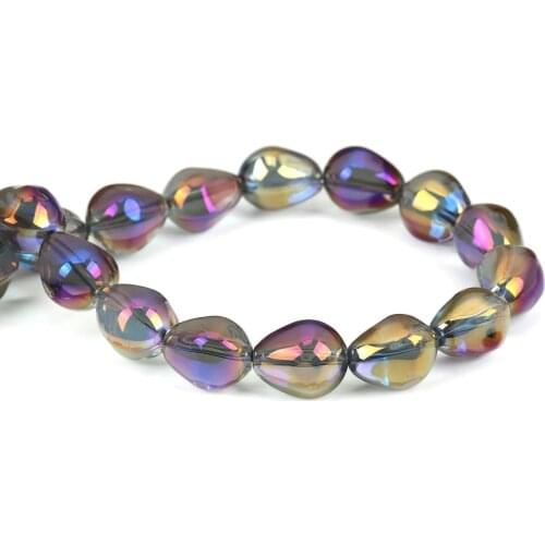 DoreenBeads Glass Loose Beads Teardrop Purple AB Color Faceted About 17.0mm x 14.0mm,Hole about:1.3mm,10 PCs
