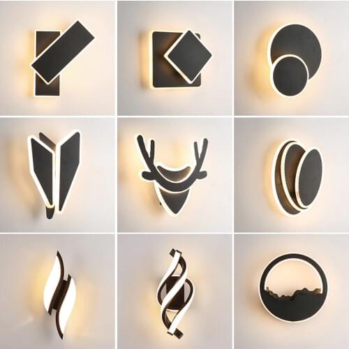 Mini New LED Wall Lamps White/Black For Parlor Bedside Bedroom Dining Room porch Aisle Kitchen Indoor Decorative Home Sconce