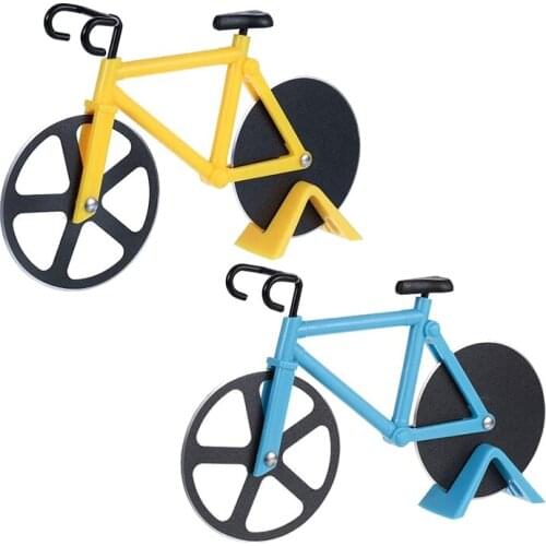 2 Pack Bicycle Pizza Cutter, Bike Pizza Cutter Pizza Wheel Slicer, Dual Stainless Steel Pizza Knife with Kickstand