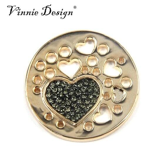 Vinnie Design Jewelry Multi Pierced Heart Coin Disc fit in 35mm Frame Pendant Valentine Gift for Women My Coin Necklace