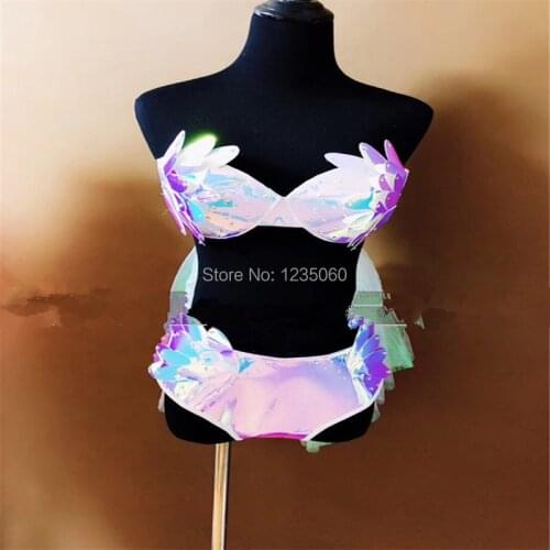 WYY Colorful laser female bikini dj dance costumes party wears dress pole dance costumes bar show model clothe bra dj outfits ds