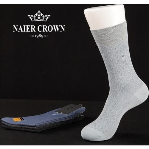 Z2148 NAIER Mens Dress/Casual Cotton Socks Mercerized Embroidery Breathable Thin Casual Business Socks for Spring Summer Autumn