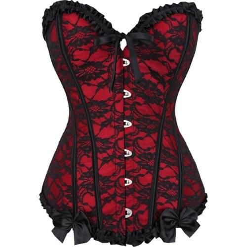 Women Overbust Corset Lingerie Plus Size S-6XL Lace Up Back Body Shaper Waist Trainer Bustiers Corpete Corselet