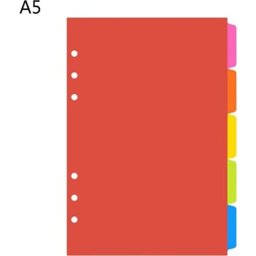 1Set A5 A6 Loose Leaf Binder Index Separator PP Colorful 6 Hole Page Dividers
